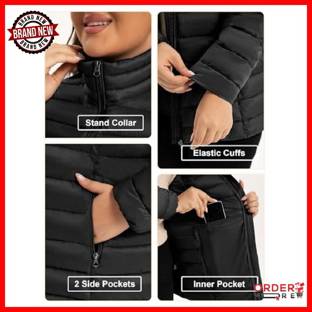 Plus Size Lightweight Packable Puffer Jacket Wome… - image 5